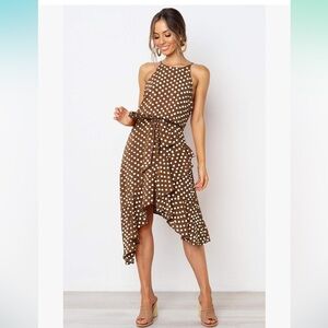 Brown and White Polka Dot Dress NWT!